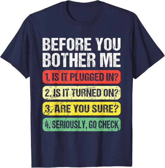 Before You Bother Me Vintage Checklist Technician Computer T-Shirt - T-Shirt | Navy
