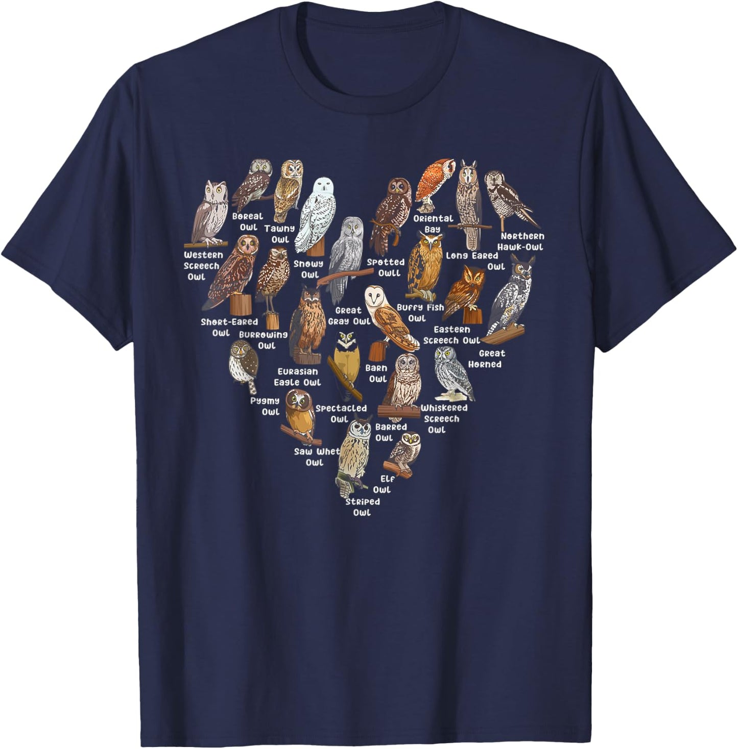 Love Owls Heart T-Shirt - T-Shirt | Navy