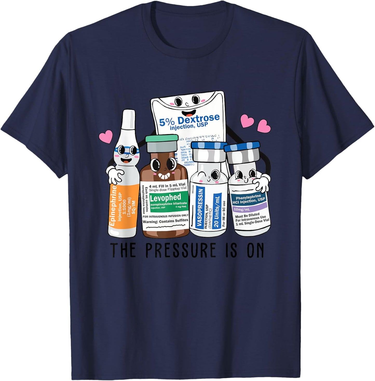 Pressure is On Christmas Pharmacy Tech Nurse T-Shirt - T-Shirt | Navy