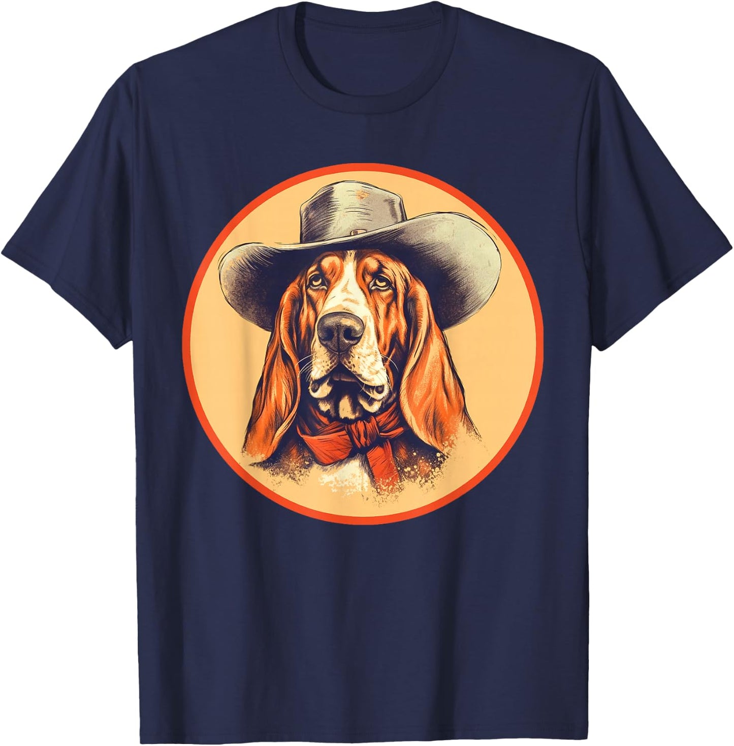 Vintage Basset Hound Cowboy Cute Western Country Music T-Shirt - T-Shirt | Navy