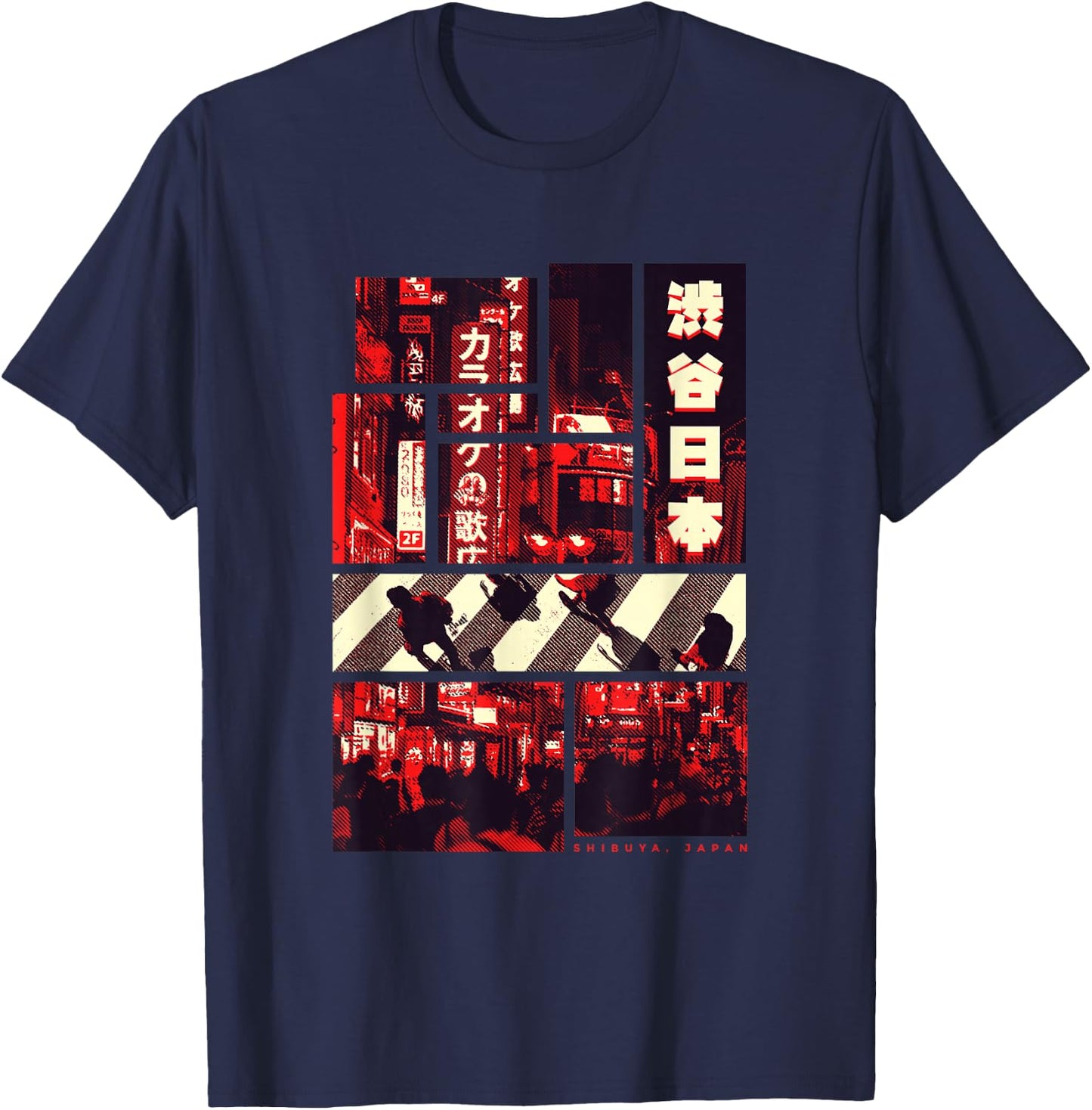Aesthetic Vaporwave. Japan Style 80s 90s Tokyo Shibuya T-Shirt - T-Shirt | Navy