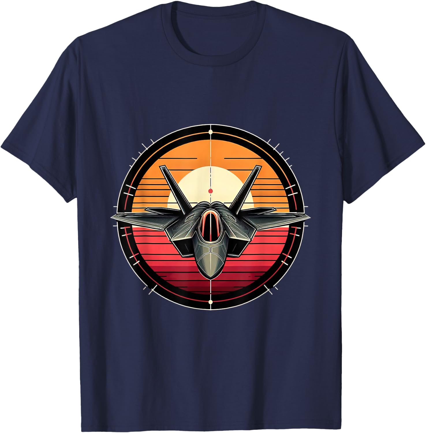 F-22 Raptor Fighter Jet Silhouette Sunset Military Aviation T-Shirt - T-Shirt | Navy