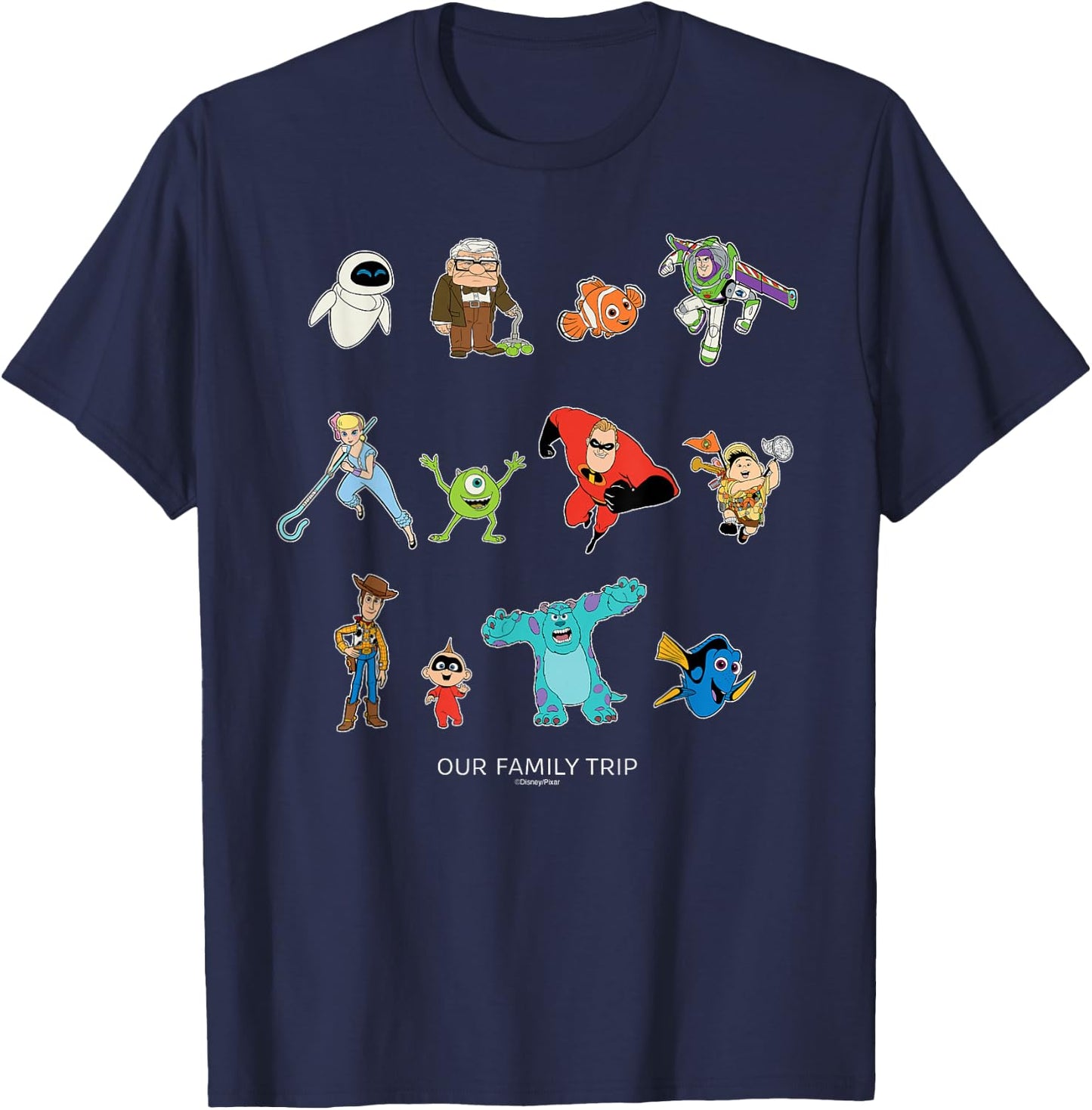 Disney and Pixar Characters Vacation Our Family Trip T-Shirt - T-Shirt | Navy