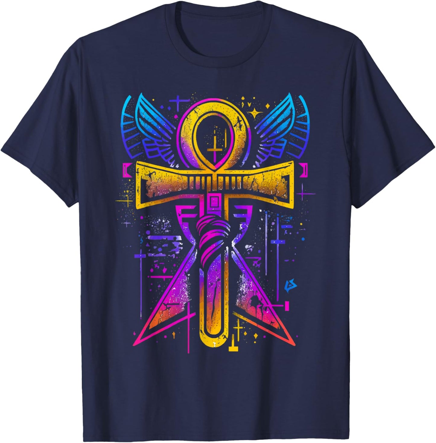 Ankh Symbol Ancient Egyptian Key Of Life Egypt Hieroglyphic T-Shirt - T-Shirt | Navy