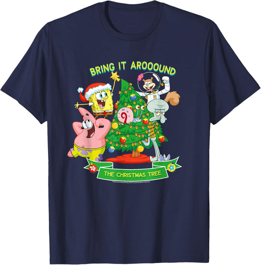 SpongeBob SquarePants Aroooound The Christmas Tree Patrick T-Shirt - T-Shirt | Navy