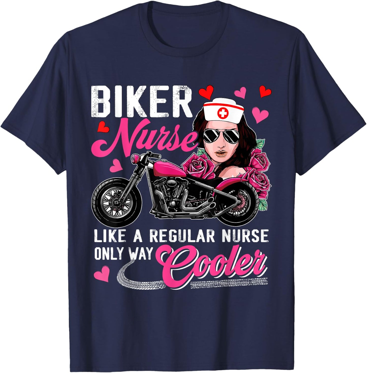 Biker Nurse Definition Only Cooler Motorcycle Woman T-Shirt - T-Shirt | Navy