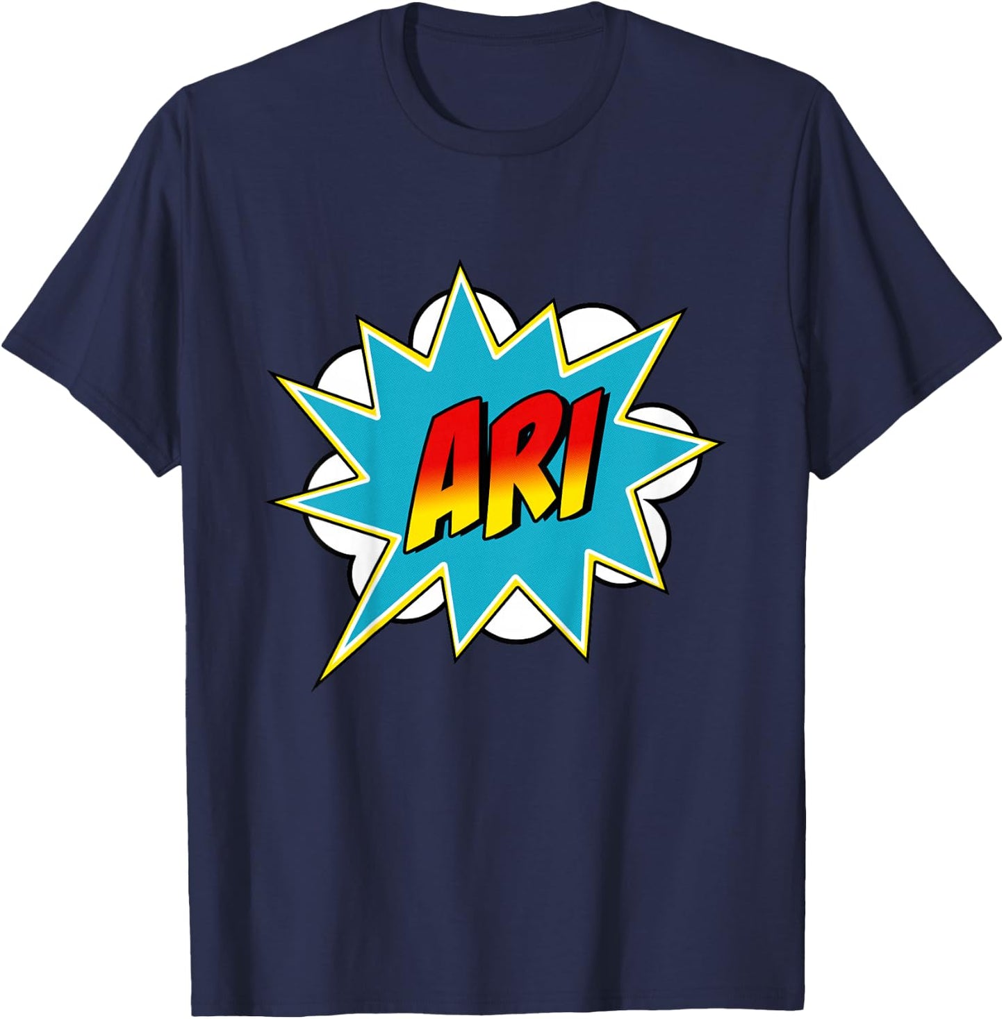 Kids Boys Ari Name Superhero Comic Book T-Shirt - T-Shirt | Navy