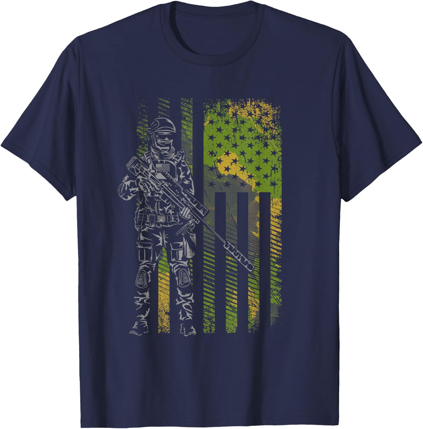 American Flag Camo Camouflage Soldier Kids Men T-Shirt - T-Shirt | Navy