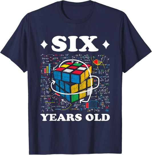Competitive Speed Cubing 6 Years Old Birthday for Boy Girl T-Shirt - T-Shirt | Navy