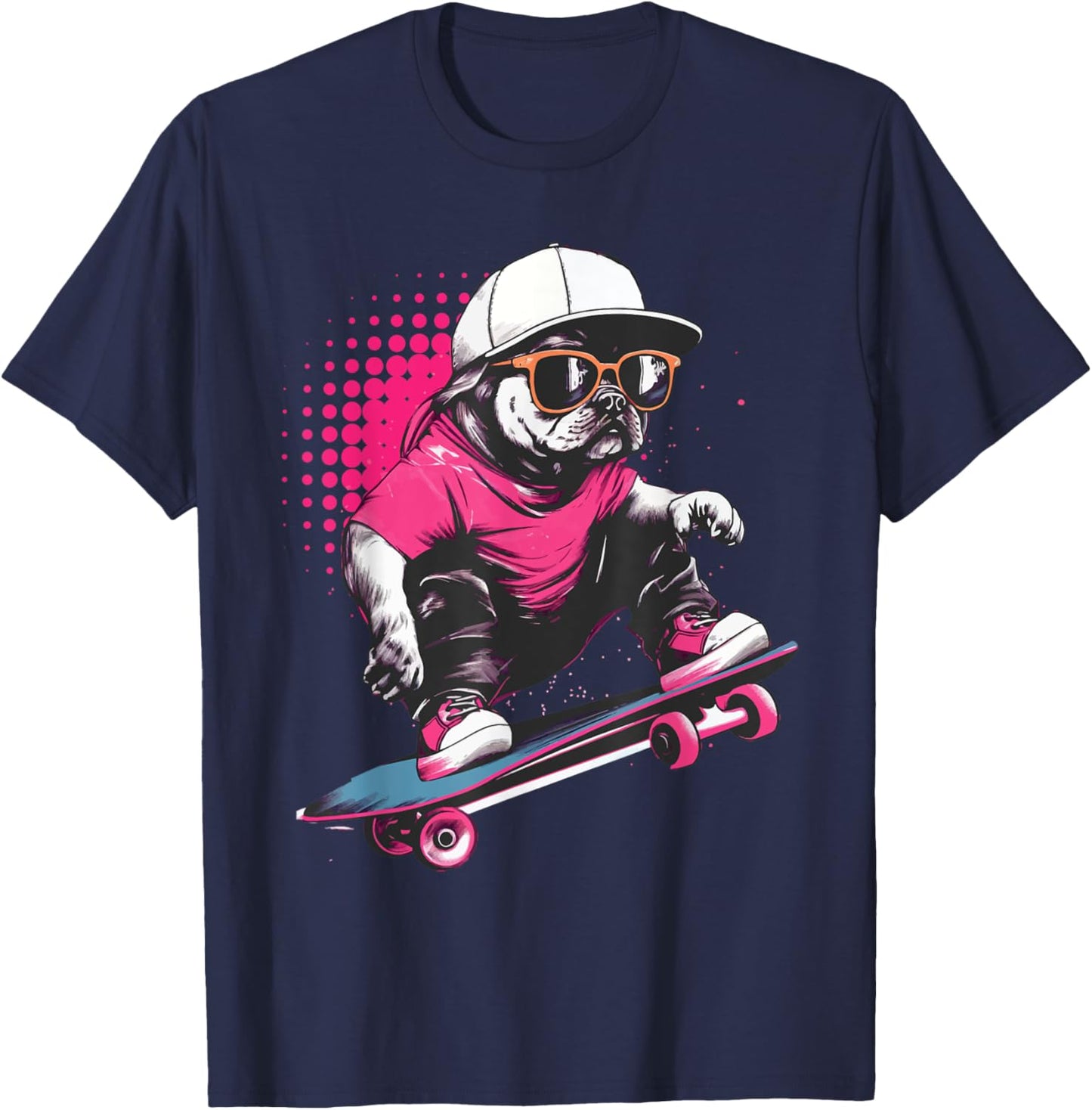 Pug Skater - Skaterboard Skateboarding Dog Lover Puppy Owner T-Shirt - T-Shirt | Navy