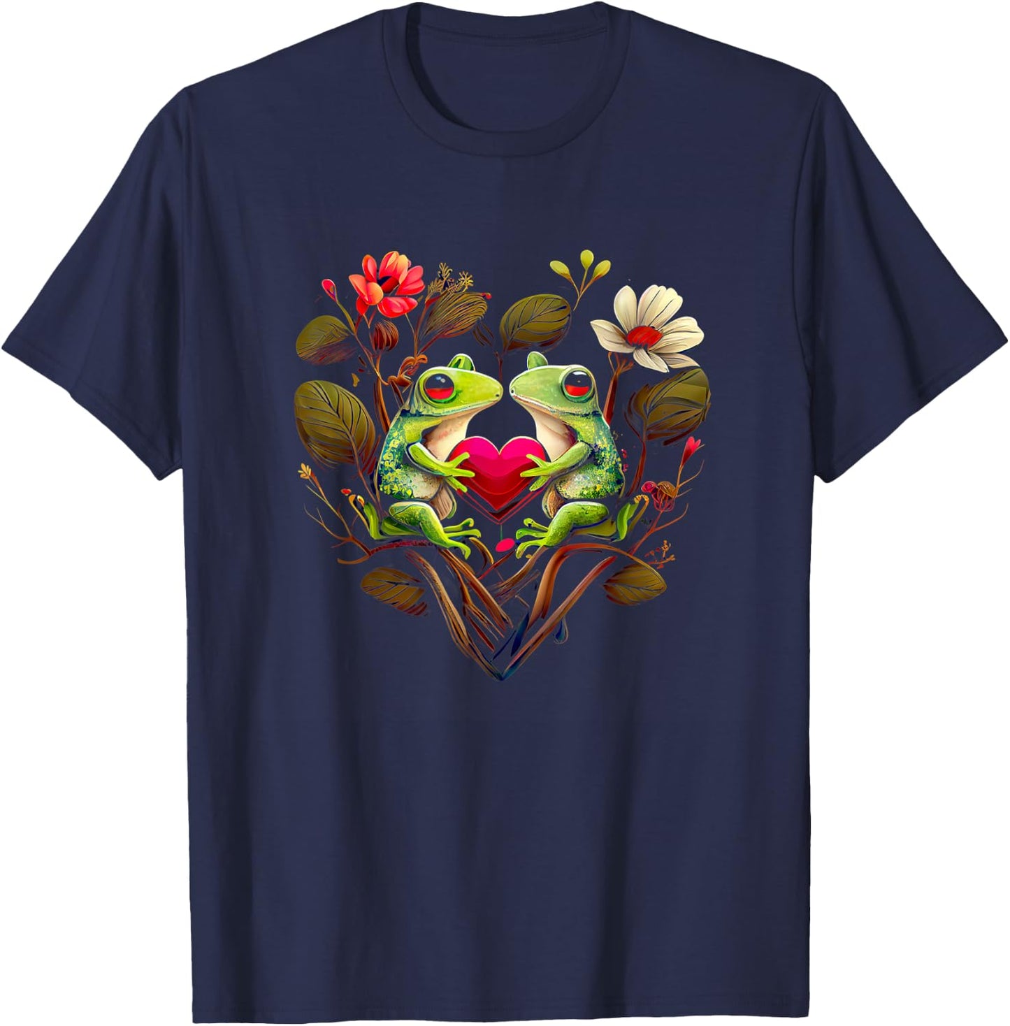 Heart-shaped Frog couple - Valentine's day T-Shirt - T-Shirt | Navy