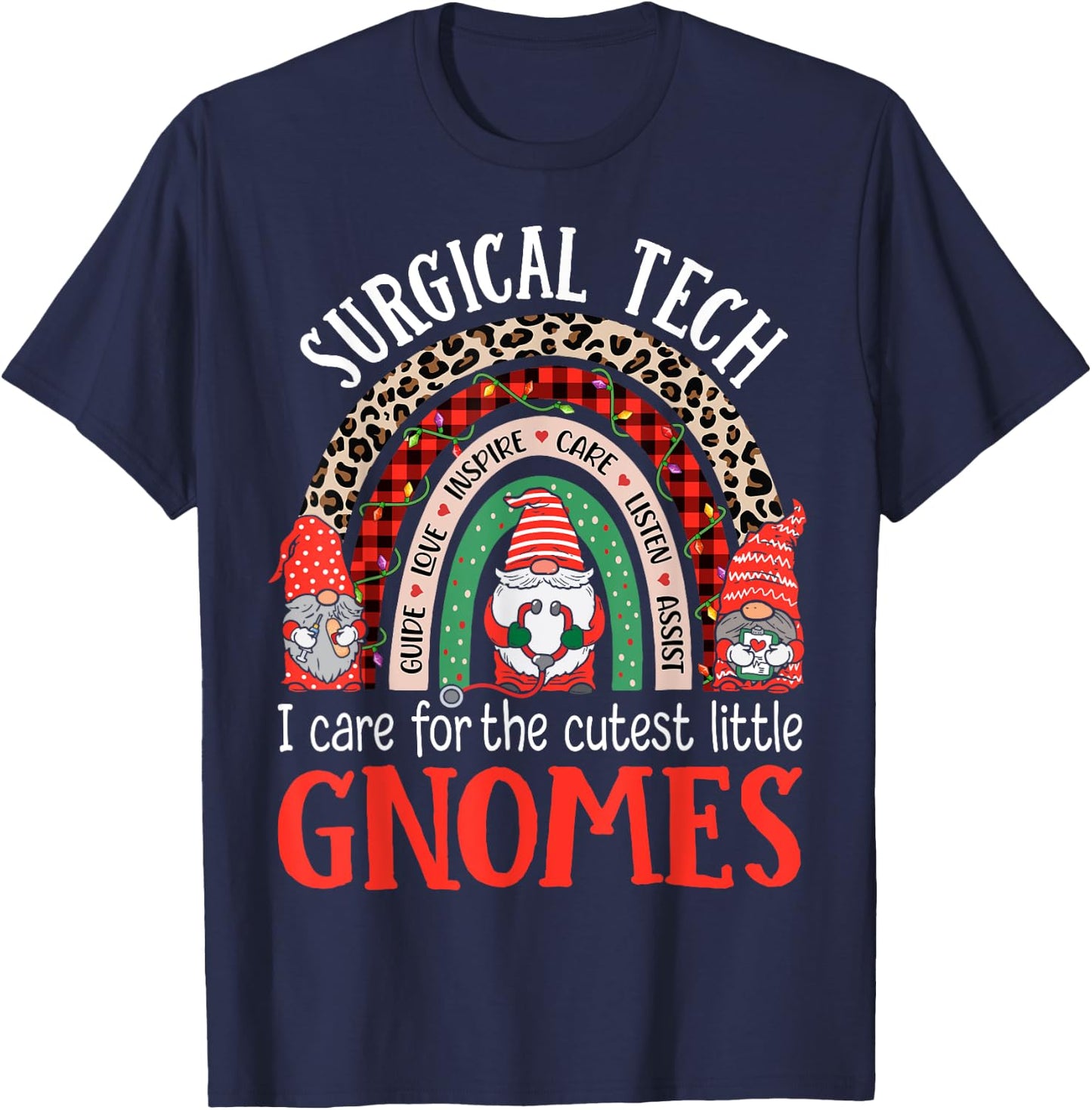 Christmas Surgical Tech Gnomes Surgical Nursing Technologist T-Shirt - T-Shirt | Navy