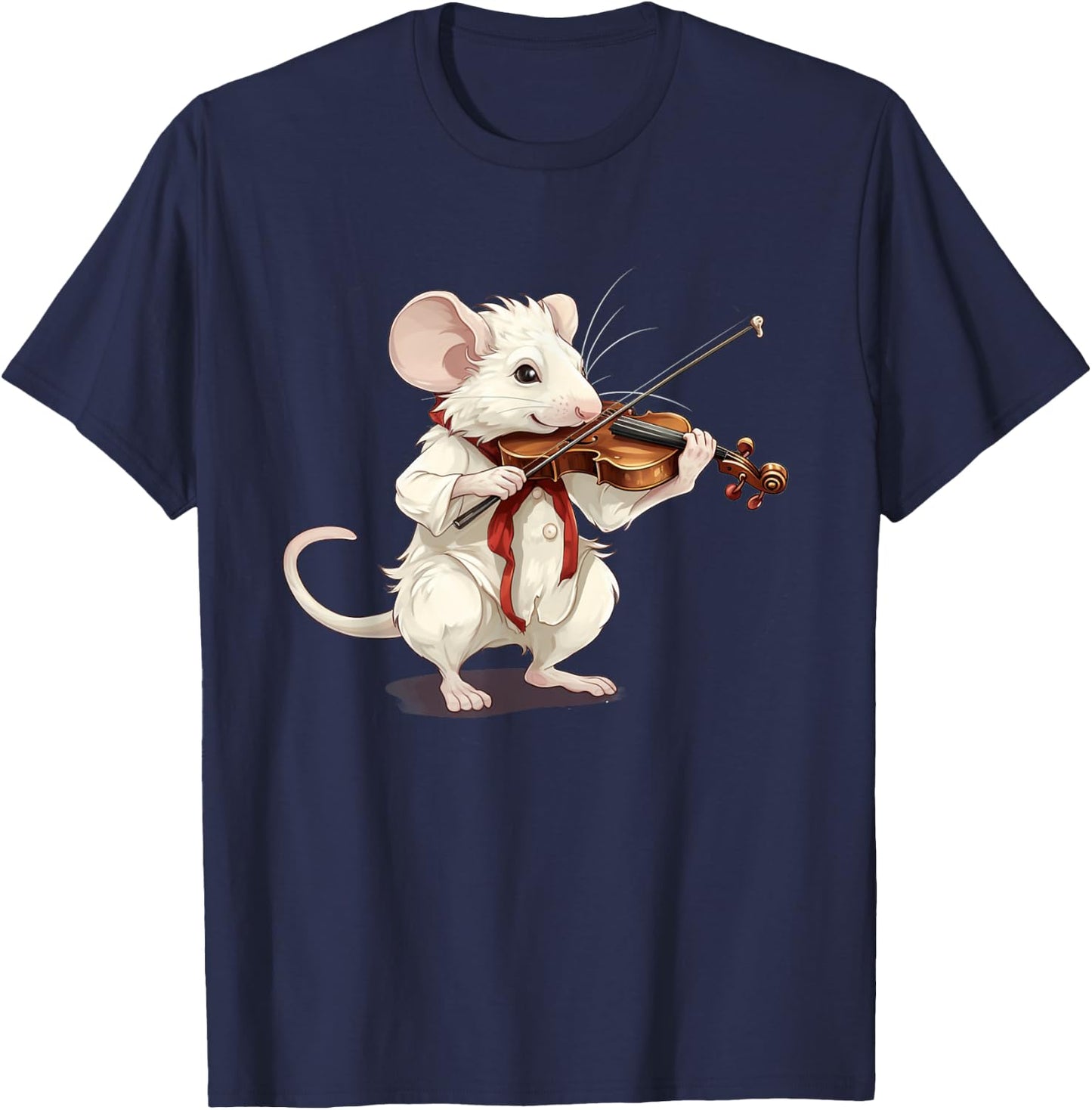 Happy classic Violin Music with white Rodent for Pets Lovers T-Shirt - T-Shirt | Navy