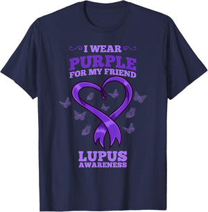 I Wear Purple For My Friend Lupus Awareness T-Shirt - T-Shirt | Navy