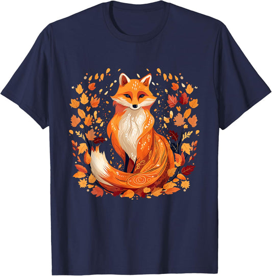 Cottagecore Fox Fall Vibes Thanksgiving Women's Graphic T-Shirt - T-Shirt | Navy