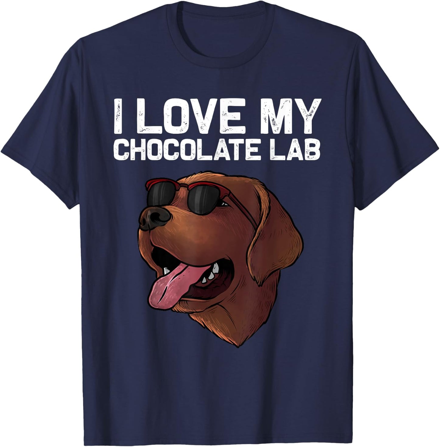 Cute Chocolate Lab Design Women Labrador Retriever T-Shirt - T-Shirt | Navy