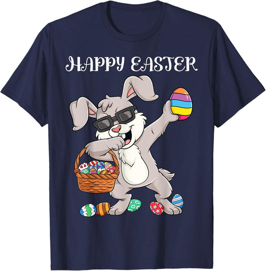 Happy Easter Day Dabbing Rabbit Eggs Toddler Boys Girls Kids T-Shirt - T-Shirt | Navy