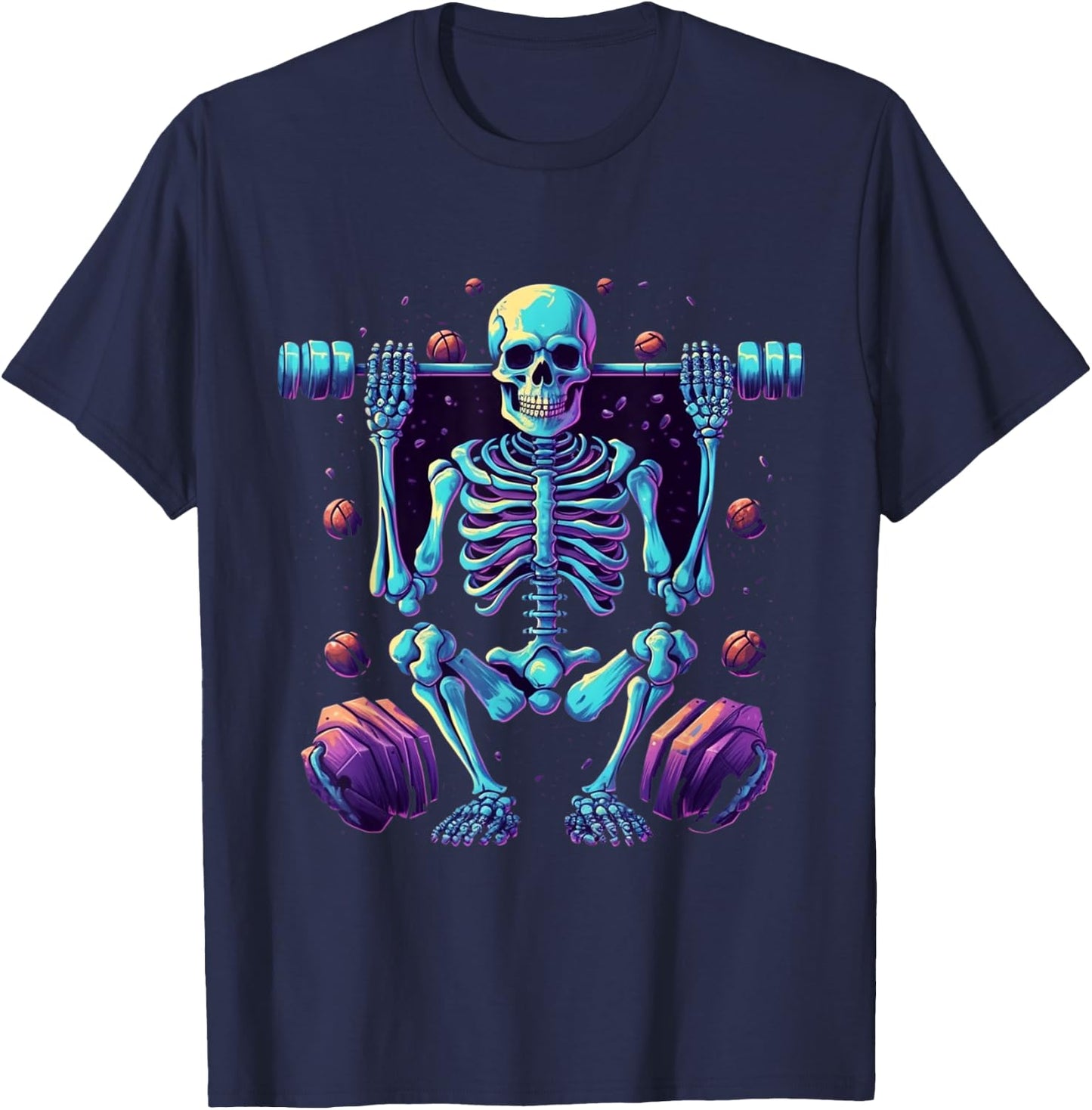 Skeleton Deadlift Halloween Costume Fitness Gym Workout T-Shirt - T-Shirt | Navy