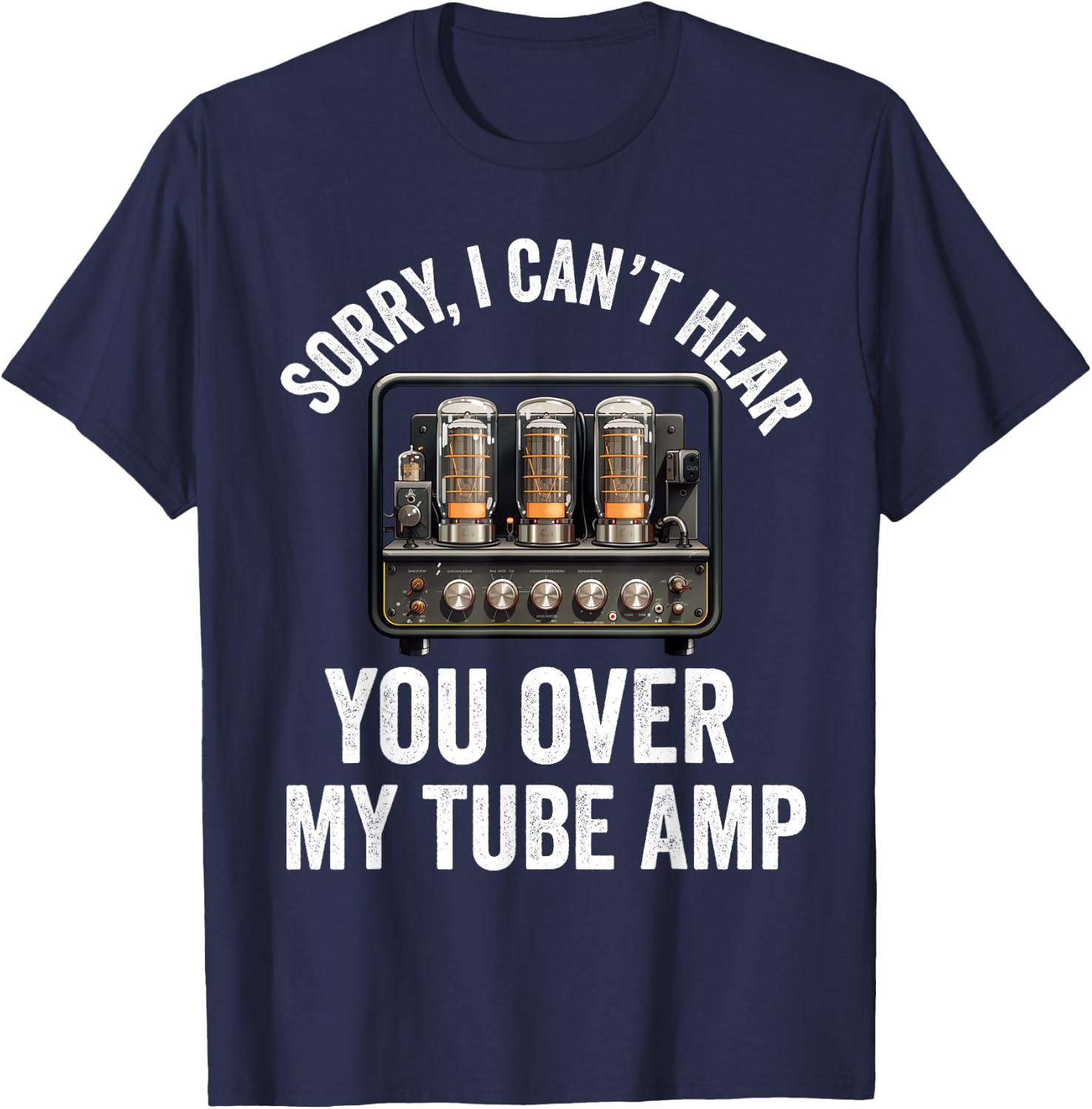 Vacuum tube Amp Amplifier Analog Audio Electron Valve Guitar T-Shirt - T-Shirt | Navy