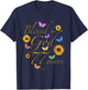 Blessed By God For 77 Year Butterfly Sunflower 77th Birthday T-Shirt - T-Shirt | Navy