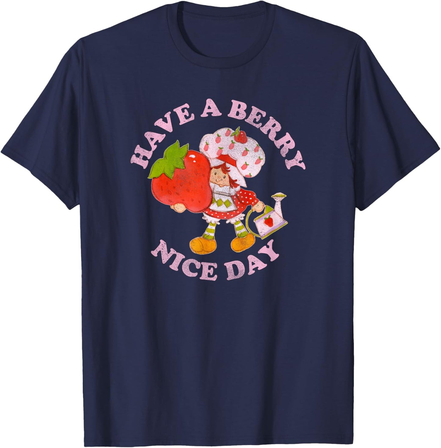 Strawberry Shortcake A Berry Nice Day Vintage Pink Logo T-Shirt - T-Shirt | Navy