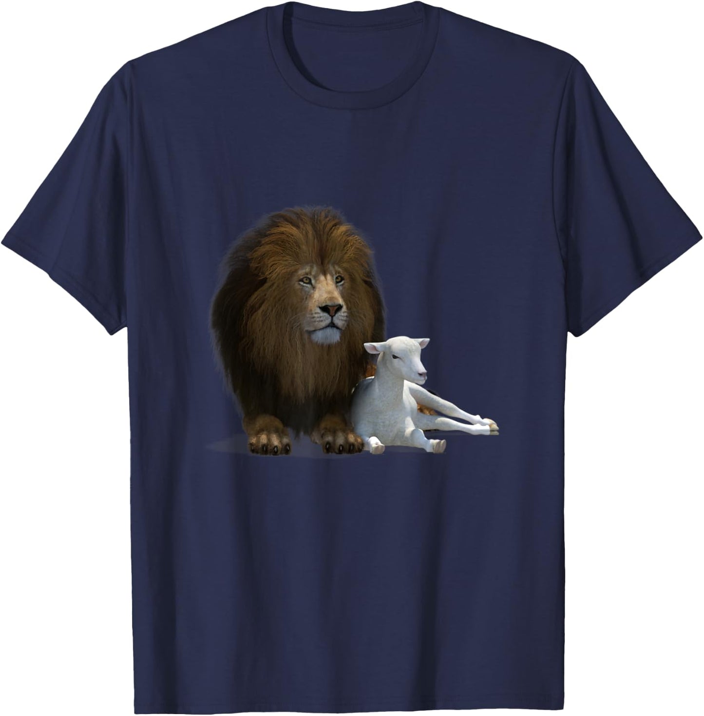 Lion And Lamb Cross Jesus Christ Yahshua - Lion Of Judah T-Shirt - T-Shirt | Navy