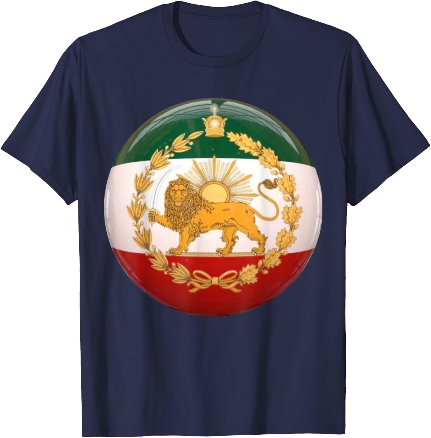 Iran Flag Lion & Sun Shiro Khorshid Iranian Flag Patriotic T-Shirt - T-Shirt | Navy
