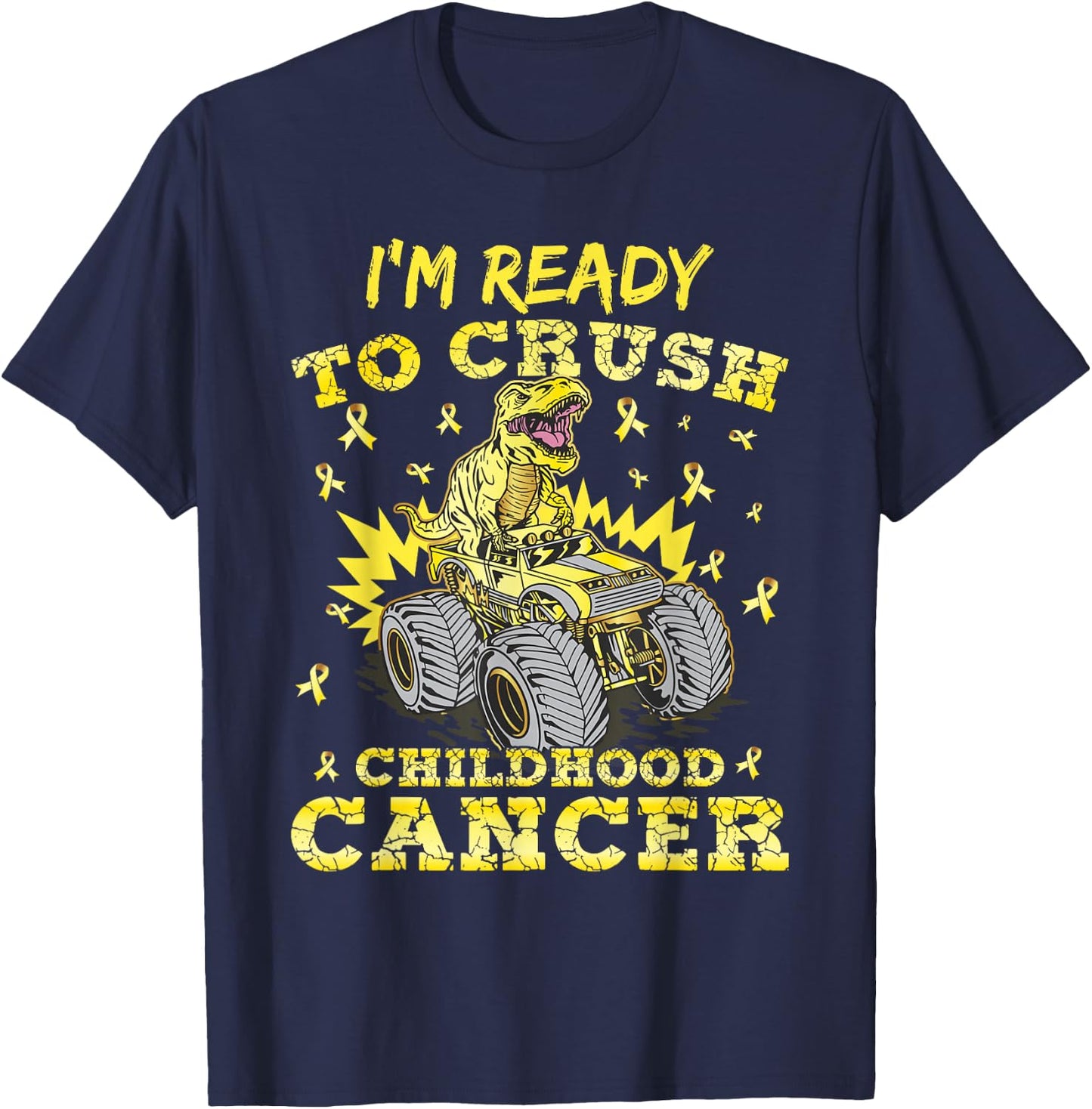 Childhood Cancer T Rex I'm Ready To Crush Childhood Cancer T-Shirt - T-Shirt | Navy