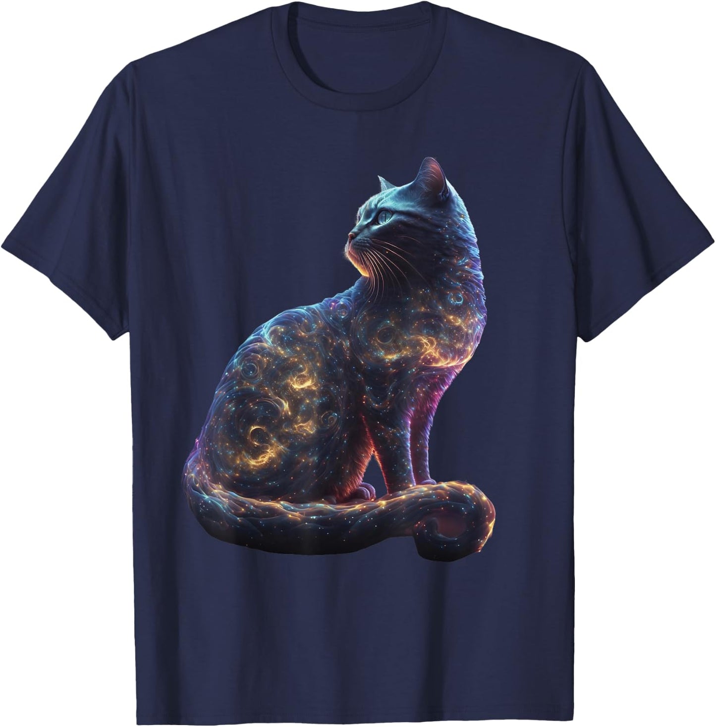 cute cat Galaxy for lover cats kitty kitten space universe T-Shirt - T-Shirt | Navy