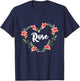 Rose Flower Heart Personalized Name Rose T-Shirt - T-Shirt | Navy