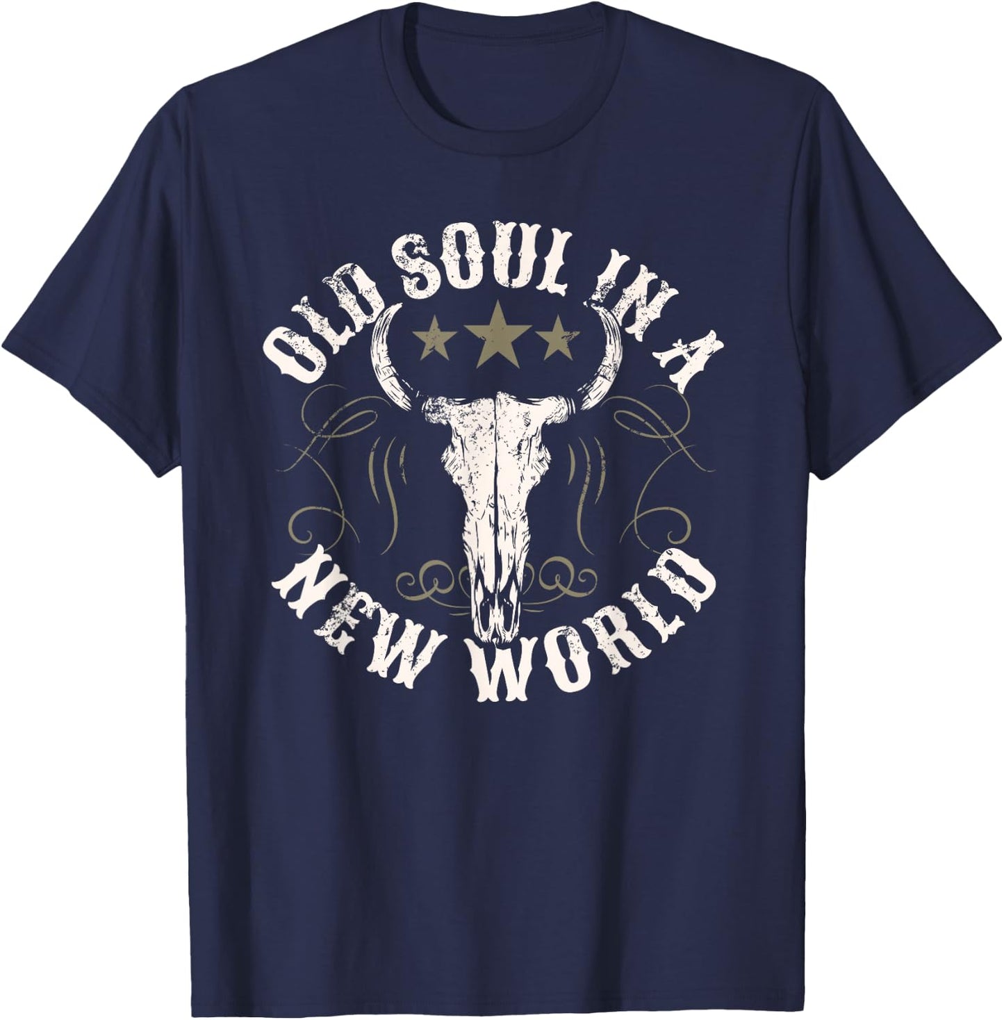 Old Soul in a New World Country Bluegrass Music Guitar T-Shirt - T-Shirt | Navy