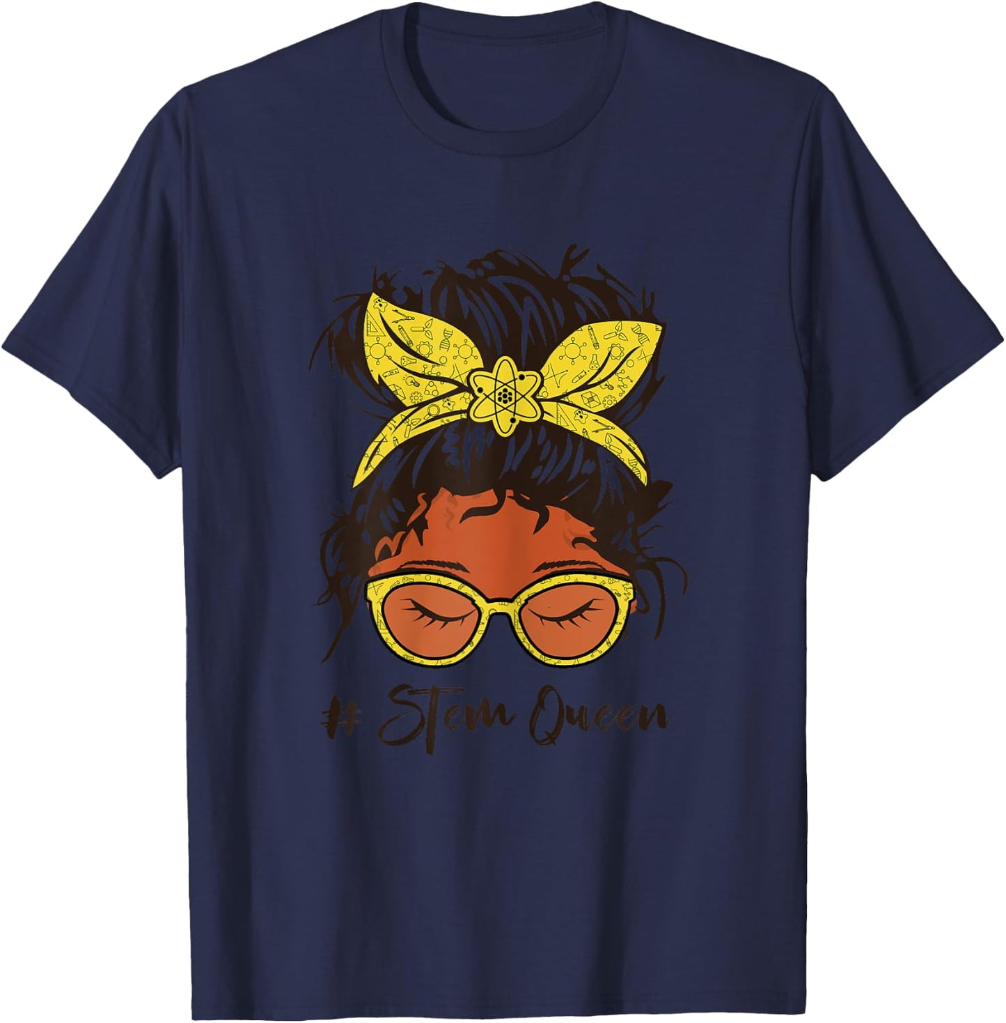 STEM Teacher messy bun Steminist Science Kids T-Shirt - T-Shirt | Navy
