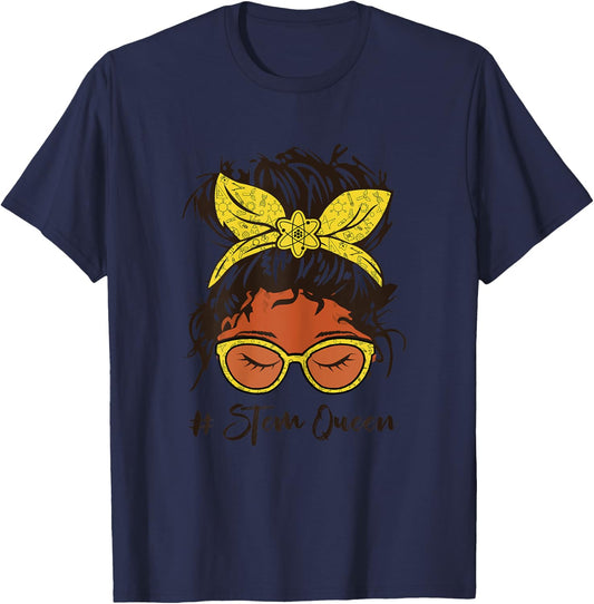 STEM Teacher messy bun Steminist Science Kids T-Shirt - T-Shirt | Navy
