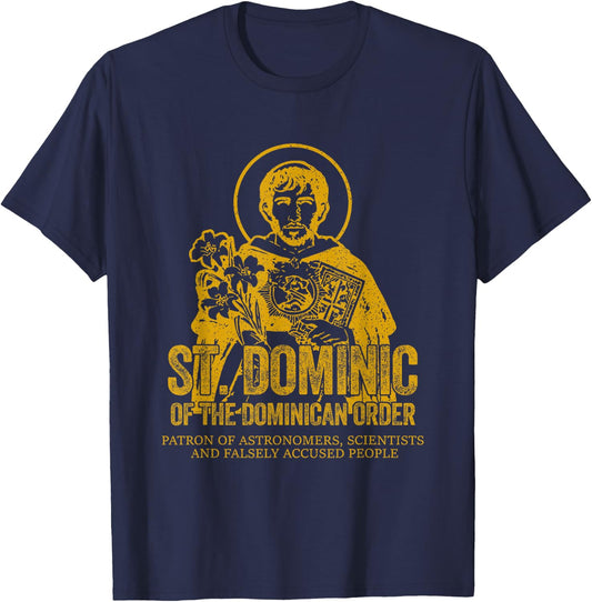 Catholicism Gold St. Dominic Of The Dominican Order Saint T-Shirt - T-Shirt | Navy
