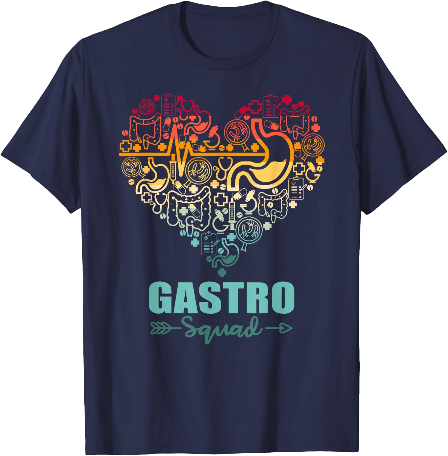 Gastro Squad Heart Funny Gastroenterology Team T-Shirt - T-Shirt | Navy