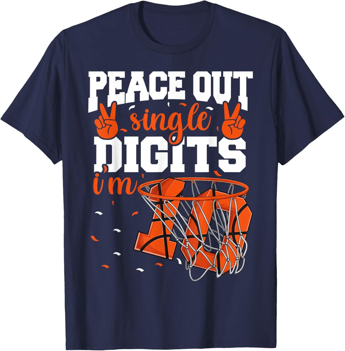 10th Birthday Shirts Boys Basketball Peace Out Single Digits T-Shirt - T-Shirt | Navy