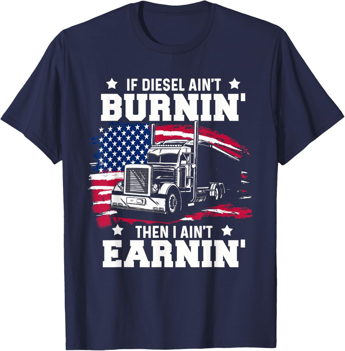 Funny Trucker Gifts Men Husband Semi Trailer Truck Driver T-Shirt - T-Shirt | Navy