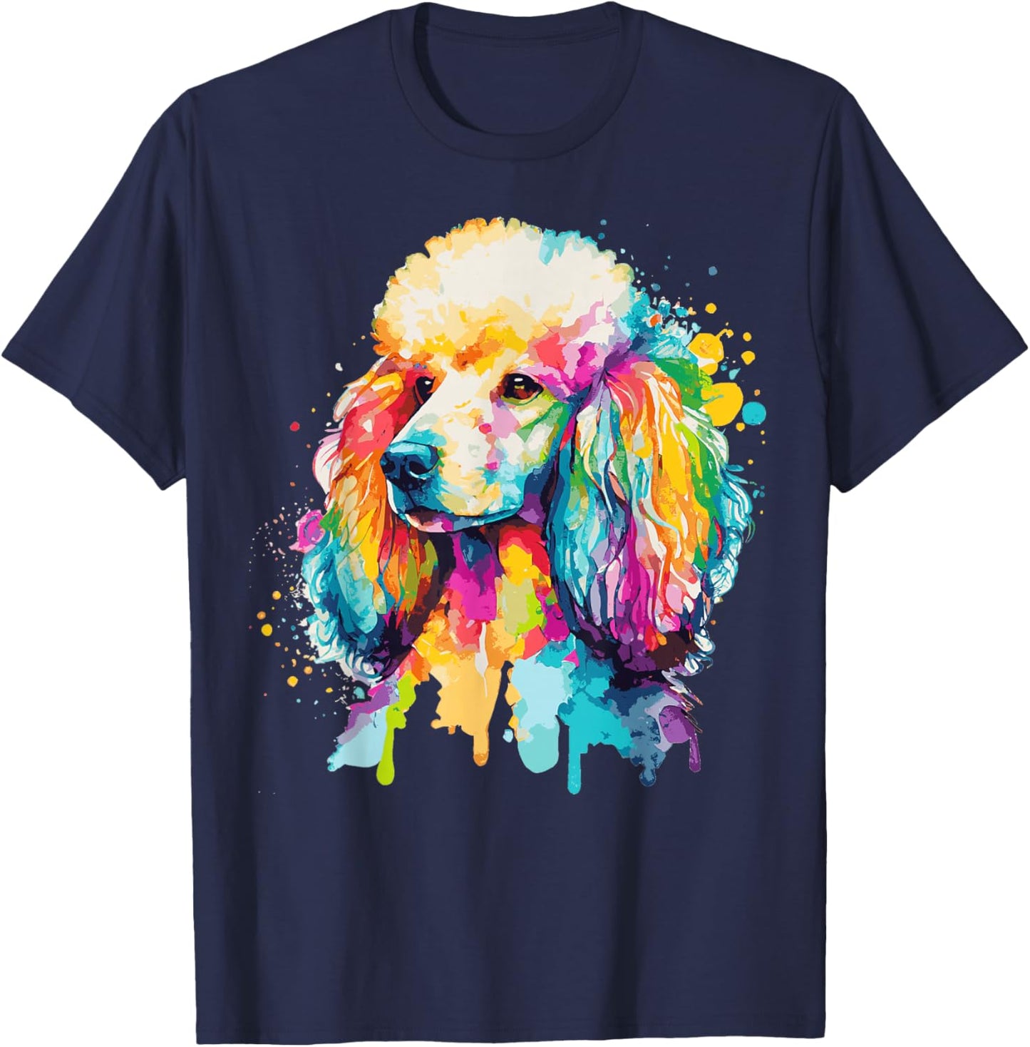 Watercolor Poodle Colorful Pet Poodles Dog Lover T-Shirt - T-Shirt | Navy