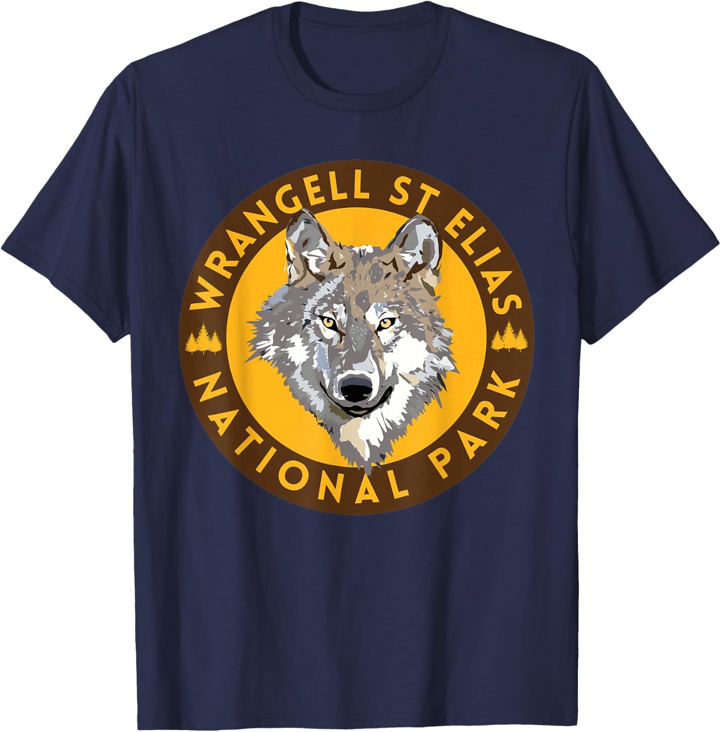 Wrangell St Elias National Park Alaska Wolf Hiking Outdoors T-Shirt - T-Shirt | Navy