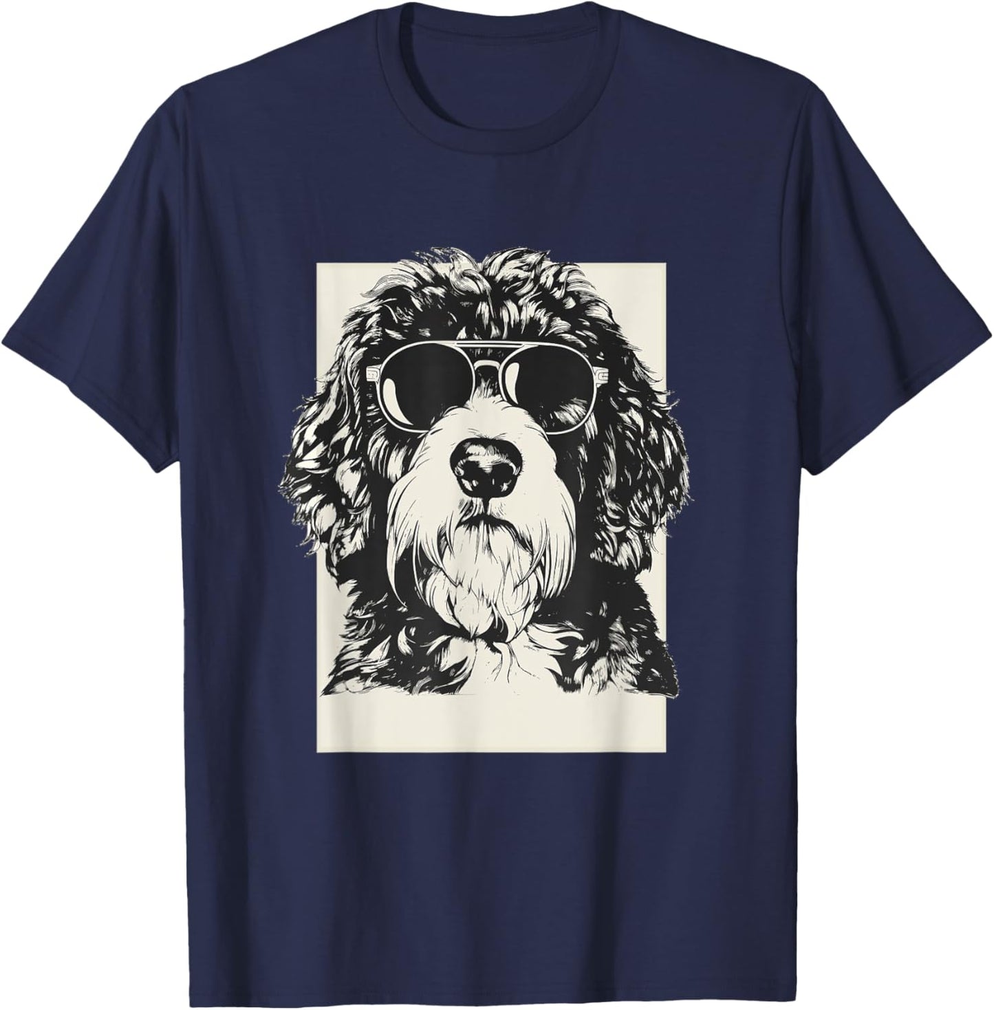 Saint Berdoodle Sketch Dog Funny Art Sketch Men Women Girls Kids T-Shirt - T-Shirt | Navy