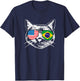 Half American And Brazilian America Brazil Flag Cat Funny Women Girls Kids T-Shirt - T-Shirt | Navy