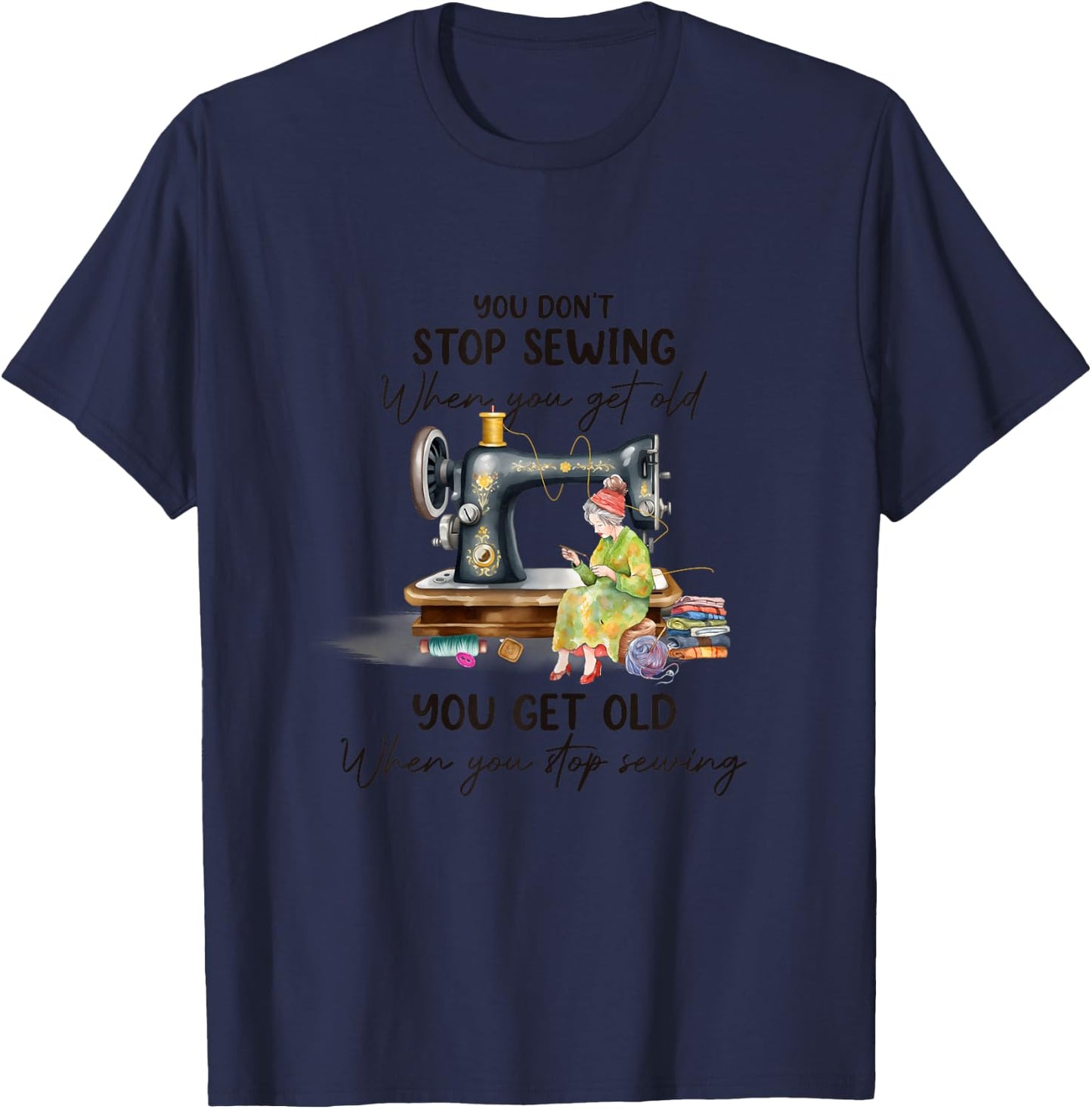 Quilting Yarn Graphic Design Seamstress Sewing Themed T-Shirt - T-Shirt | Navy