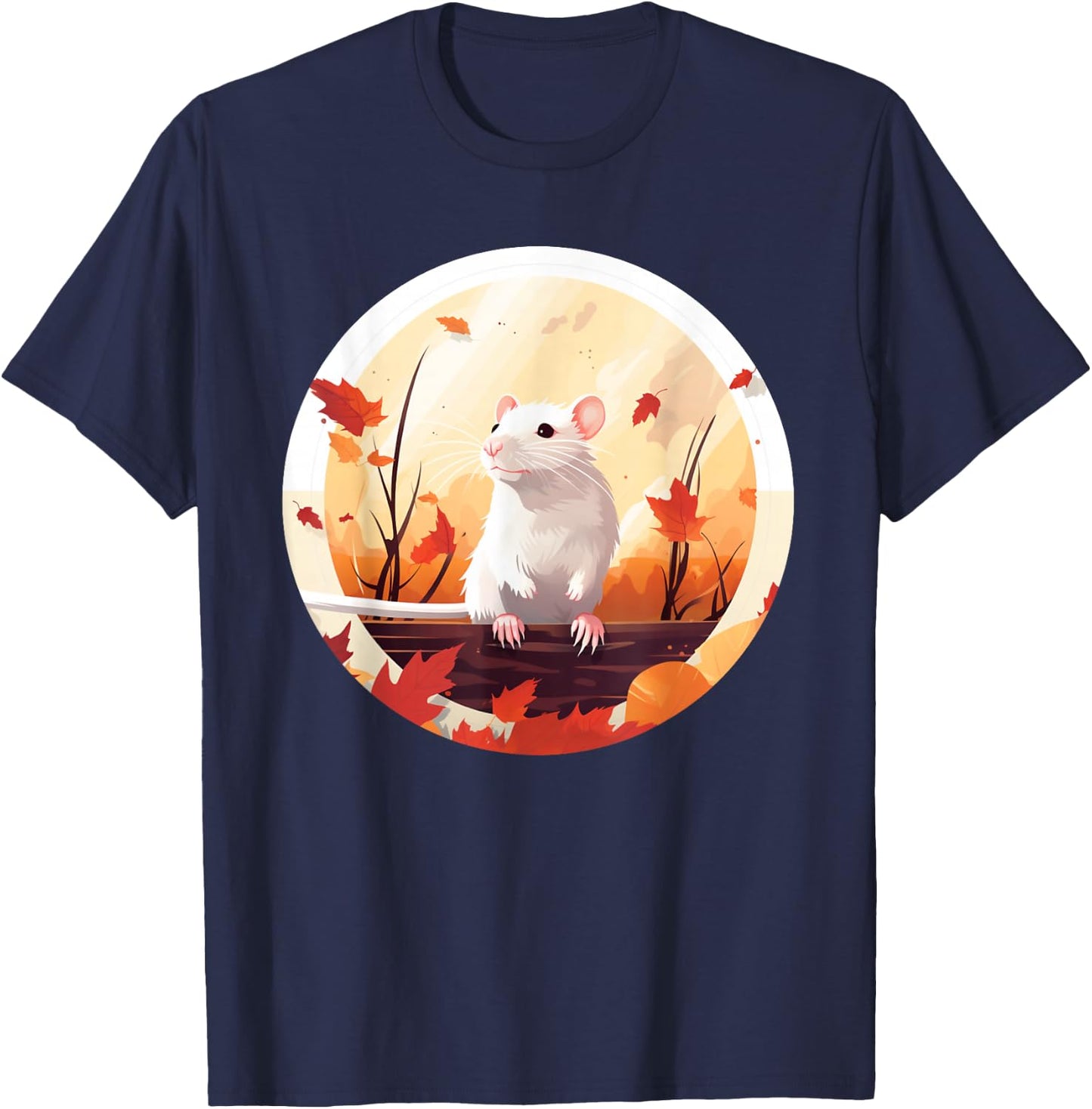 Funny windy Autumn Season with Fall and white Rats for Pets T-Shirt - T-Shirt | Navy