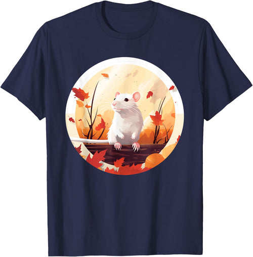 Funny windy Autumn Season with Fall and white Rats for Pets