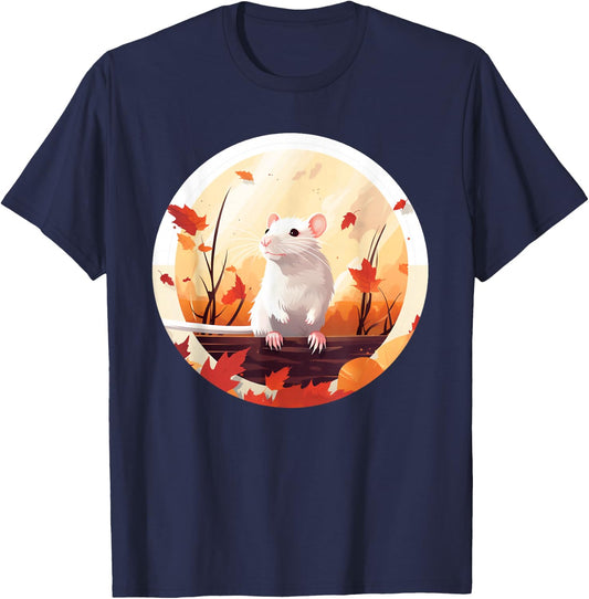 Funny windy Autumn Season with Fall and white Rats for Pets T-Shirt - T-Shirt | Navy