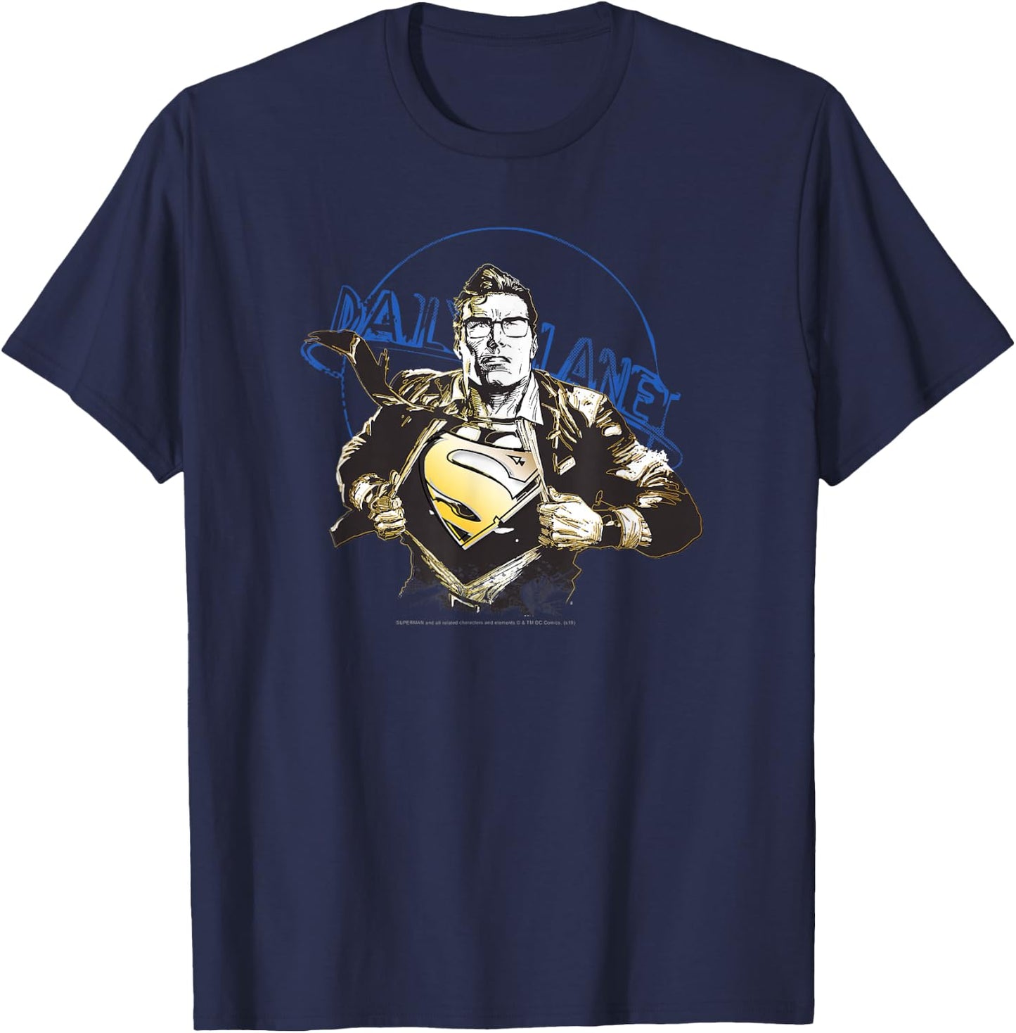 DC Comics Superman Classic Clark Kent Daily Planet Sketch T-Shirt - T-Shirt | Navy