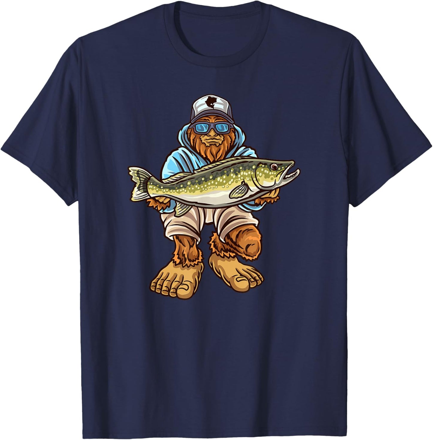Walleye Fishing Sauger Hunting Bigfoot Fishermen T-Shirt - T-Shirt | Navy