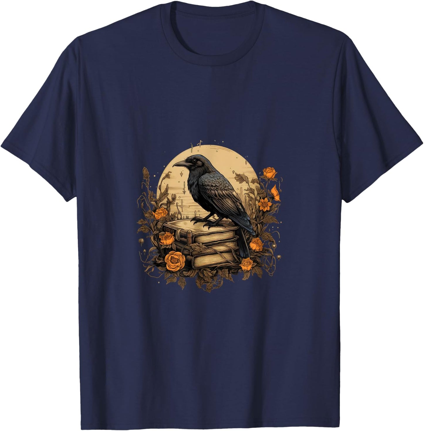 Book Lover Gift Ideas Raven Reading Book Occult Crow T-Shirt - T-Shirt | Navy