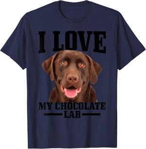Chocolate Labrador Retriever Mom Dad I Love My Lab Dog T-Shirt - T-Shirt | Navy