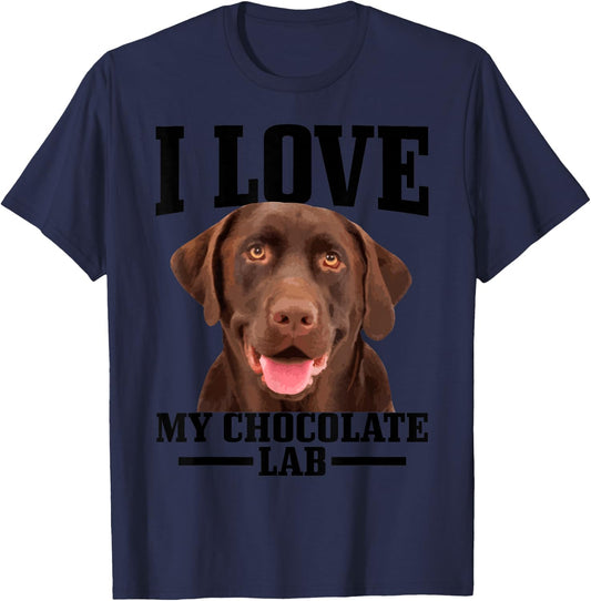 Chocolate Labrador Retriever Mom Dad I Love My Lab Dog T-Shirt - T-Shirt | Navy